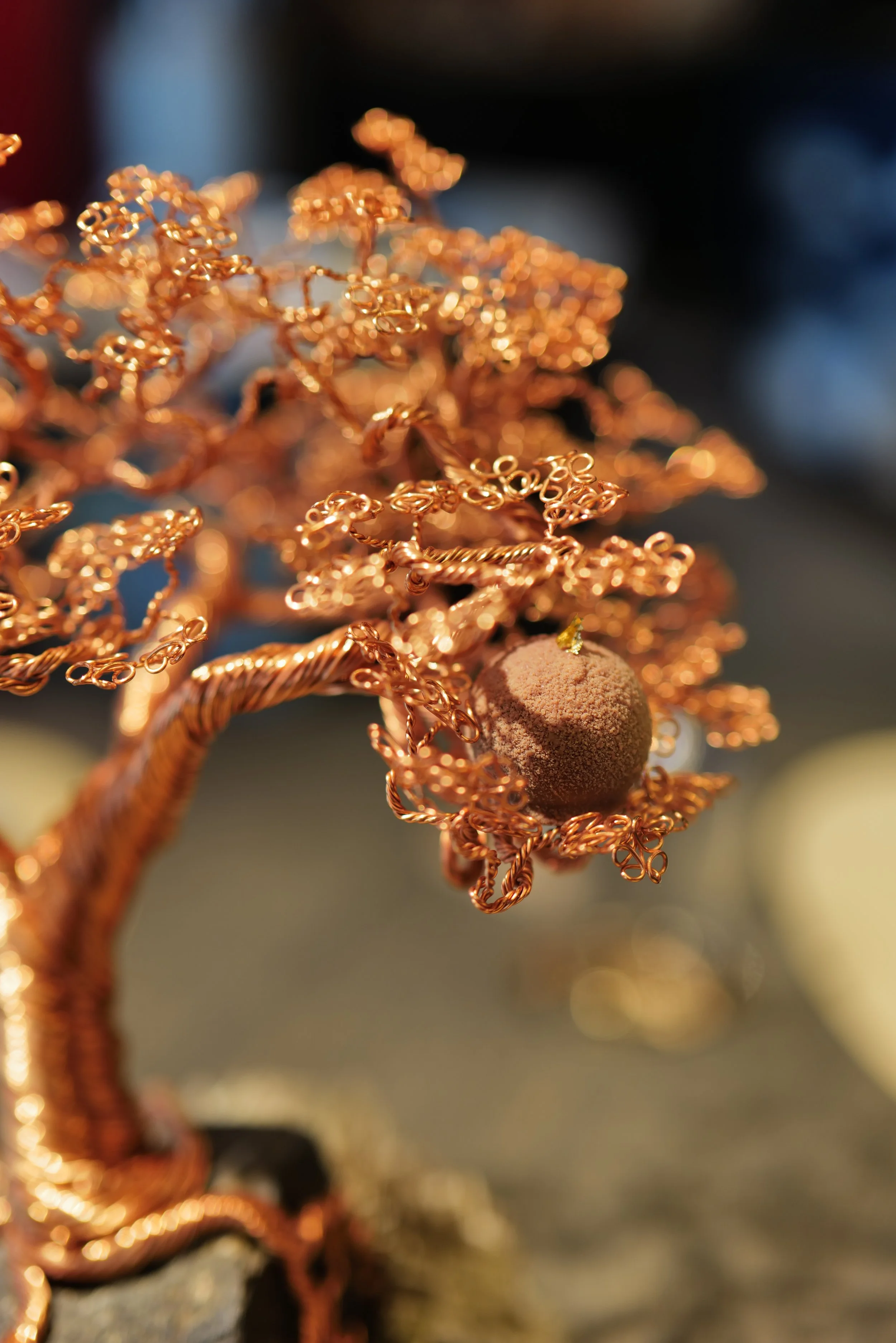 Copper tree sculpture at Enigma Yorkville